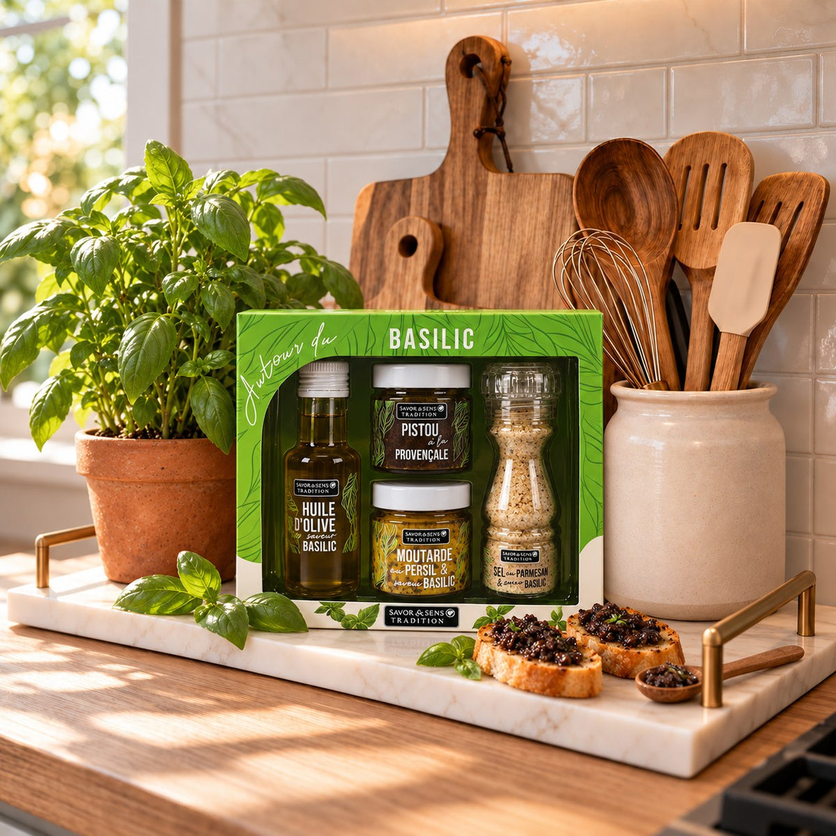 Stimmungsbild – Geschenkset „Rund um das Basilikum“