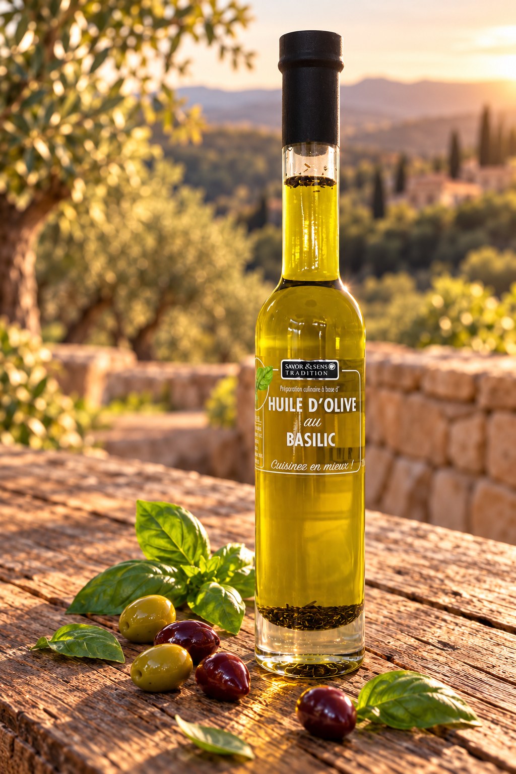 Ambiance – Huile d'olive à l'huile essentielle de Basilic