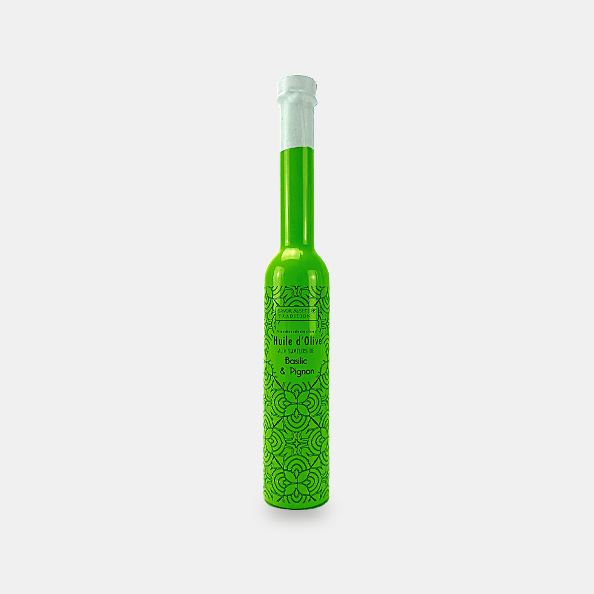 Basil and pine nut flavored olive oil