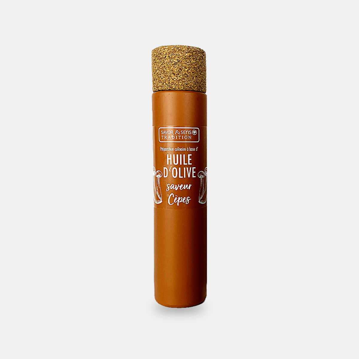 Porcini-flavored olive oil (Light brown)