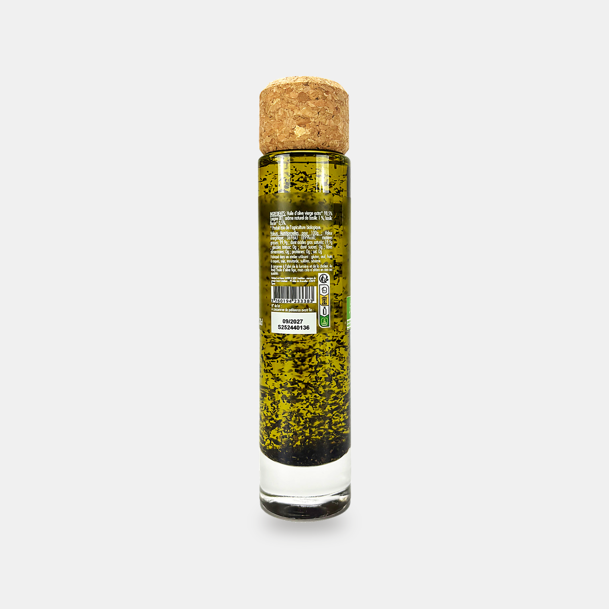 Huile d'olive à l'huile essentielle de Basilic