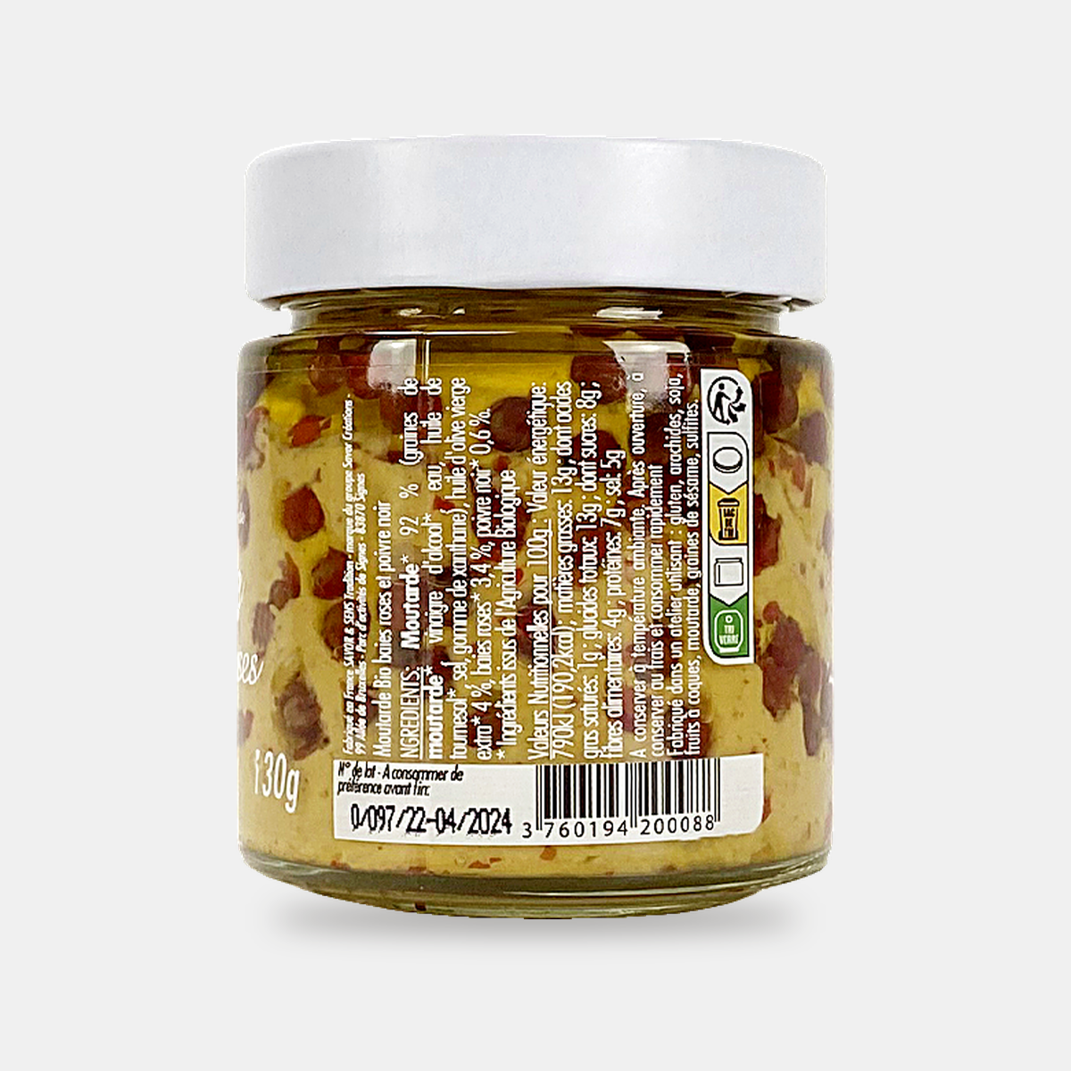 Organic pink peppercorn & black pepper mustard