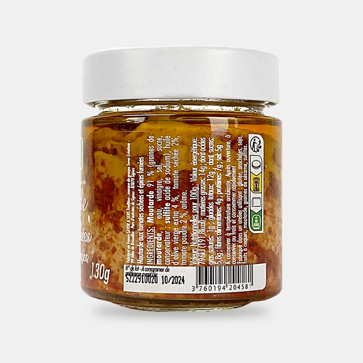 Moutarde Conventionnelle saveur Tomates Séchées, saveur Epices Fumées