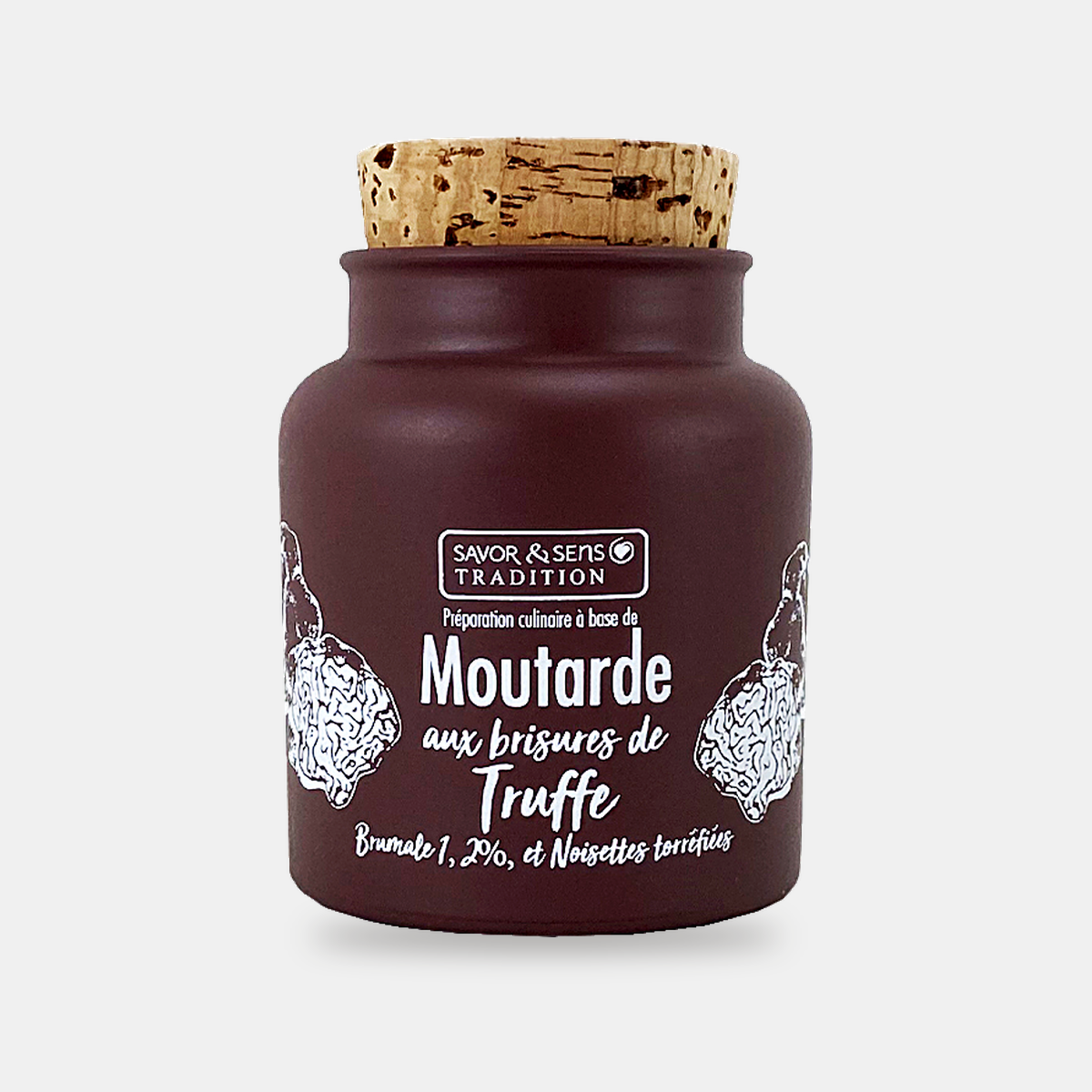 Mustard with Brumale truffle pieces and roasted hazelnuts