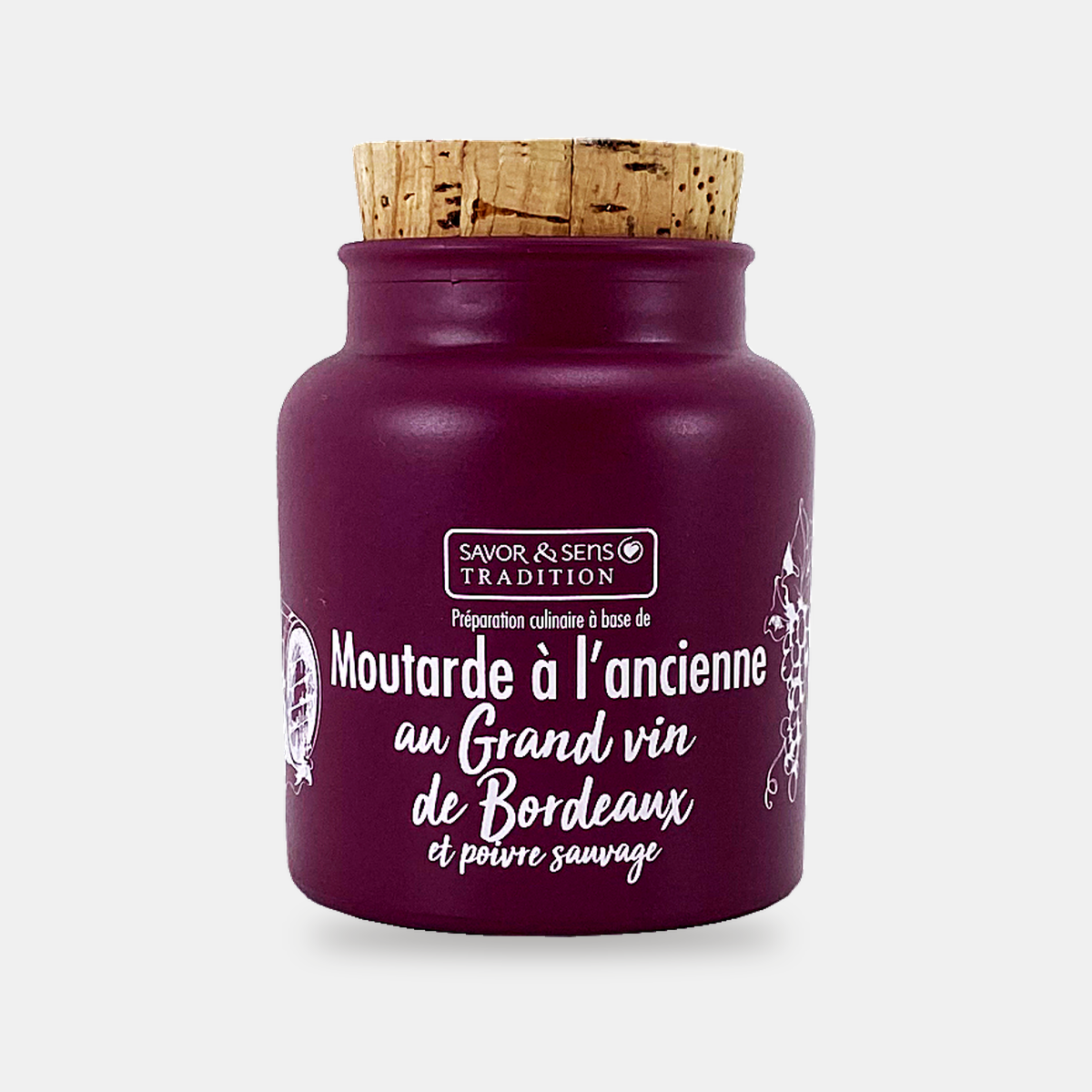 Old-fashioned mustard with fine Bordeaux wine and wild pepper