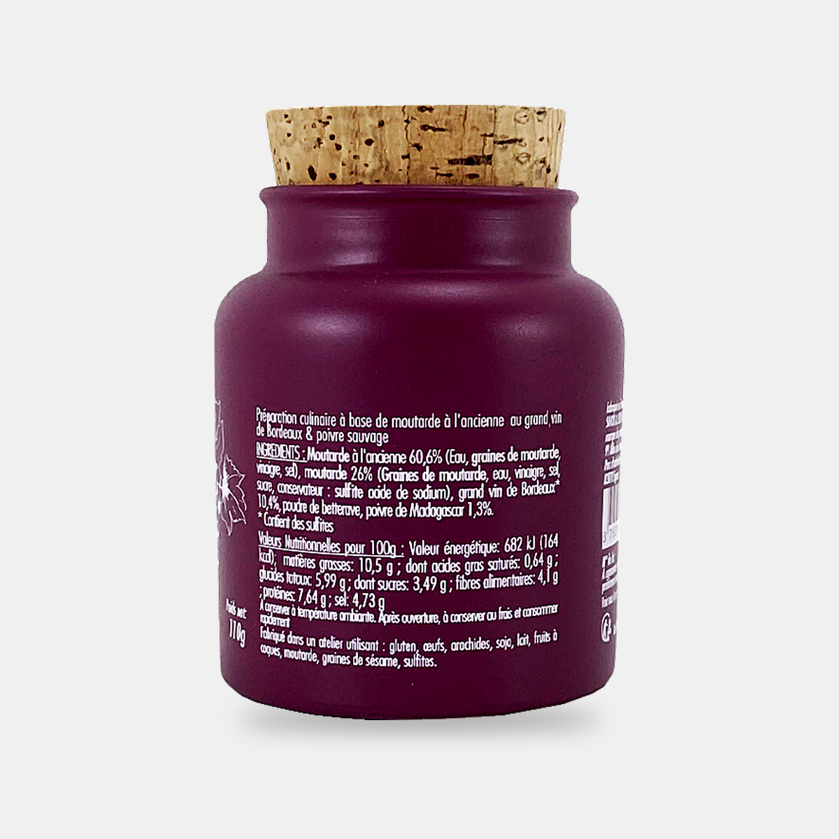 Old-fashioned mustard with fine Bordeaux wine and wild pepper