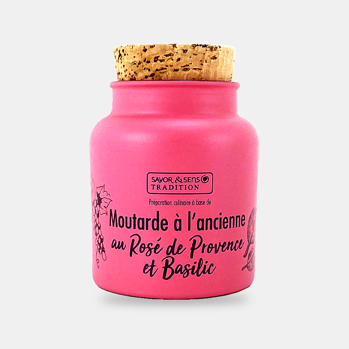 Old-fashioned mustard with Southern rosé wine and basil