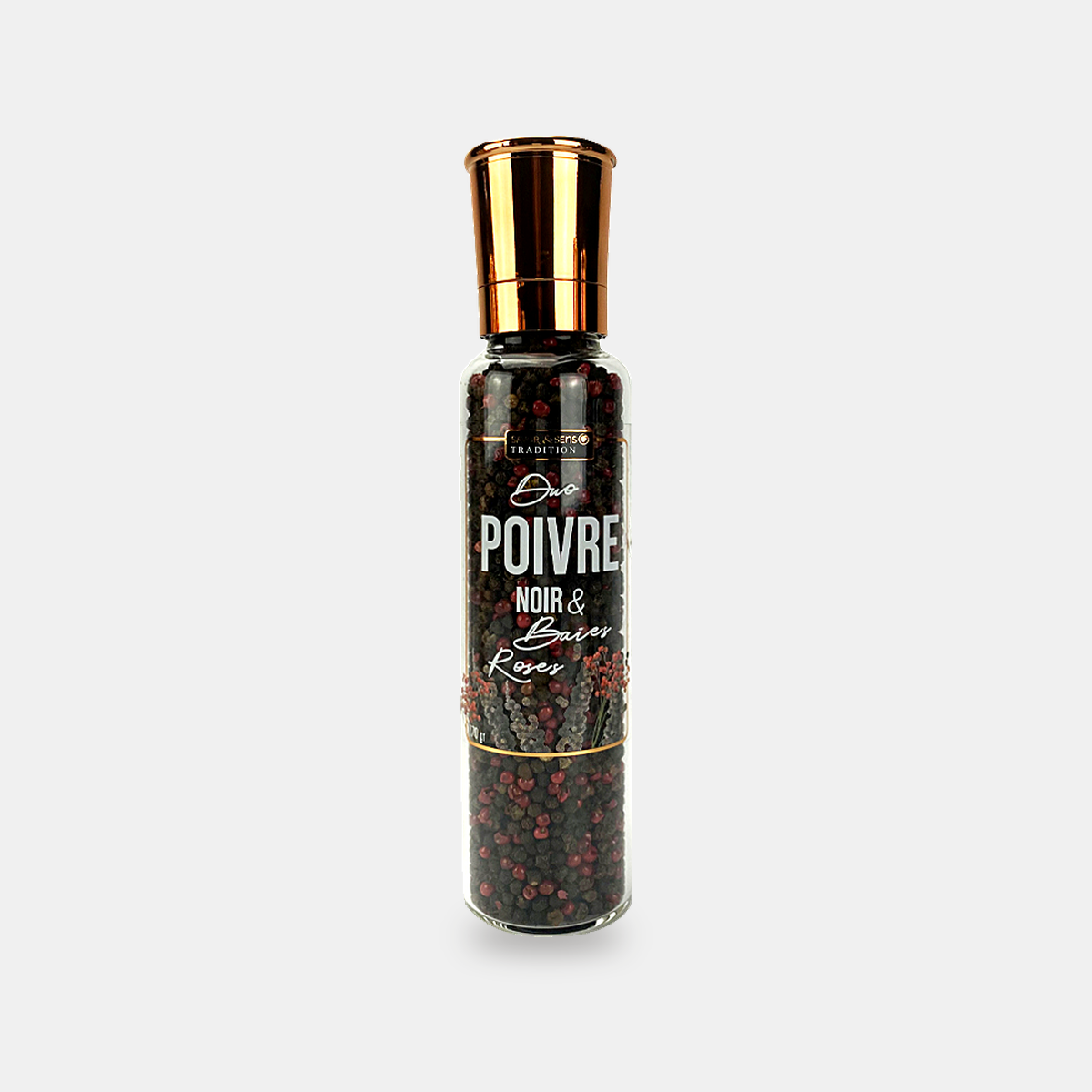 Black Pepper and Pink Peppercorns – large grinder 170 g