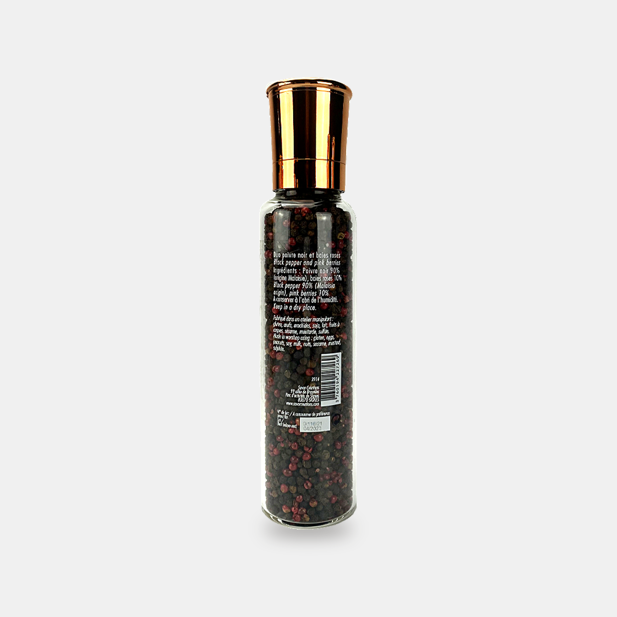 Black Pepper and Pink Peppercorns – large grinder 170 g