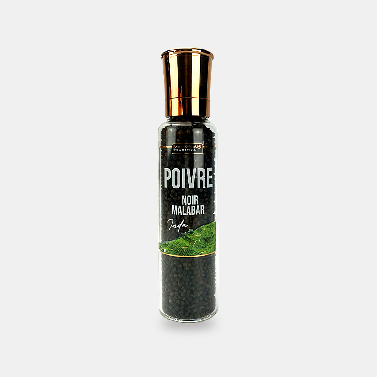Schwarzer Malabar-Pfeffer aus Indien – große Mühle 180 g