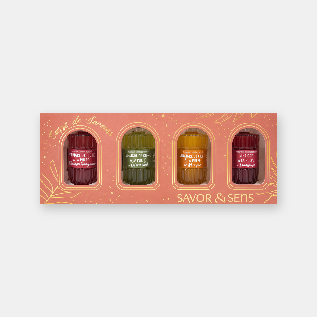 Coffret Carré de Saveurs – 4 vinaigres de pulpe